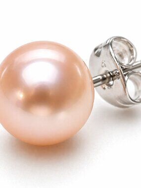 New Artisan Freshwater Pearl Stud Earrings 8mm Round Luxury Handmade